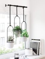 Umbra Triflora Hanging Planter for Window, Indoor Herb Garden, Set of 3, White/Black - Image 11