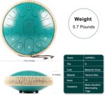 Steel Tongue Drum - 13 Inches 15 Notes Tongue Drum - Hand Pan Drum with Music Book, Handpan Drum Mallets and Carry Bag, D Major (Malachite Green) - Image 5