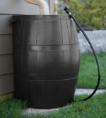 FCMP Outdoor Raincatcher, Flat-Back Rain Barrel with Spigots, 50-Gallon, Black - Image 6