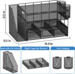 Desk Organizers and Accessories, Desk Accessories & Workspace Organizers for Office Supplies, File Organizer Desk Drawer Organizer with 2 Pen Holders, 4 Tier Paper Organizer for Desk(Black) - Image 5