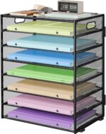 8 Tier Paper Organizer with Handle, Metal Mesh Desk File Organizer, Large Capacity Desk Organizer Paper Letter Tray Organizer for Office, Home or School File Folder Holder - Black