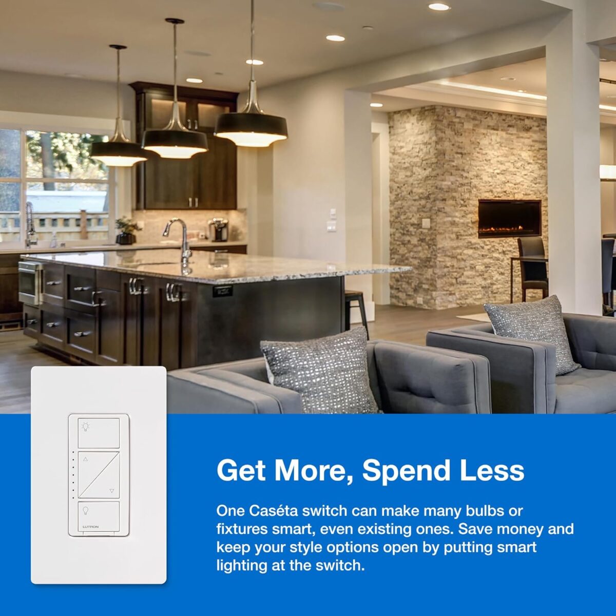 Lutron Caseta Original Smart Dimmer Switch Kit, 2 Dimmer Switches, 2 Wall Plates, 2 Remotes, 2 Pedestals, and Smart Hub, Works with Alexa, Apple Home, Google Home, 3Way, 150W, No Neutral, P-BDG-PKG2W - Image 2