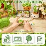 MAGIMUSE Crochet Kit for Beginners, Crochet Starter Kits for Adults Amigurumi Craft Knitting Crocheting Kits with Step-by-Step Video Tutorials, 6 Pack Hanging Potted Plants Family(40%+ Yarn - Image 4