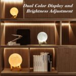 Mydethun 3D Moon Lamp with Ceramic Base, Gift for Lover, LED Night Light, Mood Lighting with Touch Control Brightness for Women,Home Décor, Bedroom, Kids Birthday, 3.5 Inch - White & Yellow - Image 7