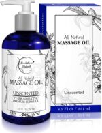 Unscented Massage Oil for Massage Therapy – 100% Natural Body Oil with Sweet Almond, Grapeseed & Jojoba for Premium Glide – Pure Carrier Blend for Aromatherapy – Brookethorne Naturals