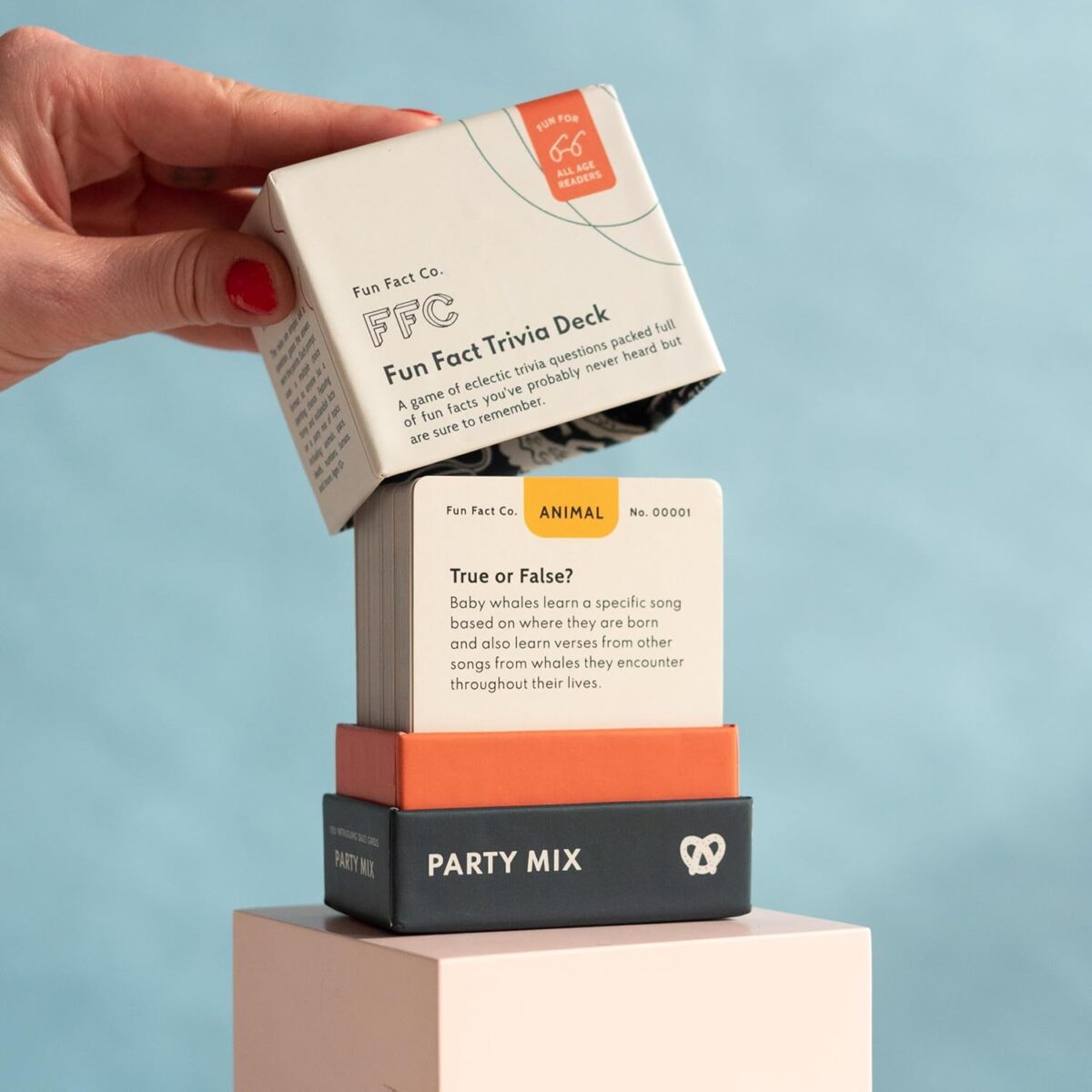 Fun Fact Trivia Game: Party Mix Edition, Family Game Night Essential, 100 Funny & Witty Trivia Question Cards, Educational Game for Kids & Adults - Image 2