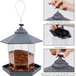 Twinkle Star Wild Bird Feeder Hanging for Garden Yard Outside Decoration, Hexagon Shaped Outside Hanging Bird Feeders for Outdoors Squirrel Proof, Cardinal Bird Feeder (Light Grey) - Image 4