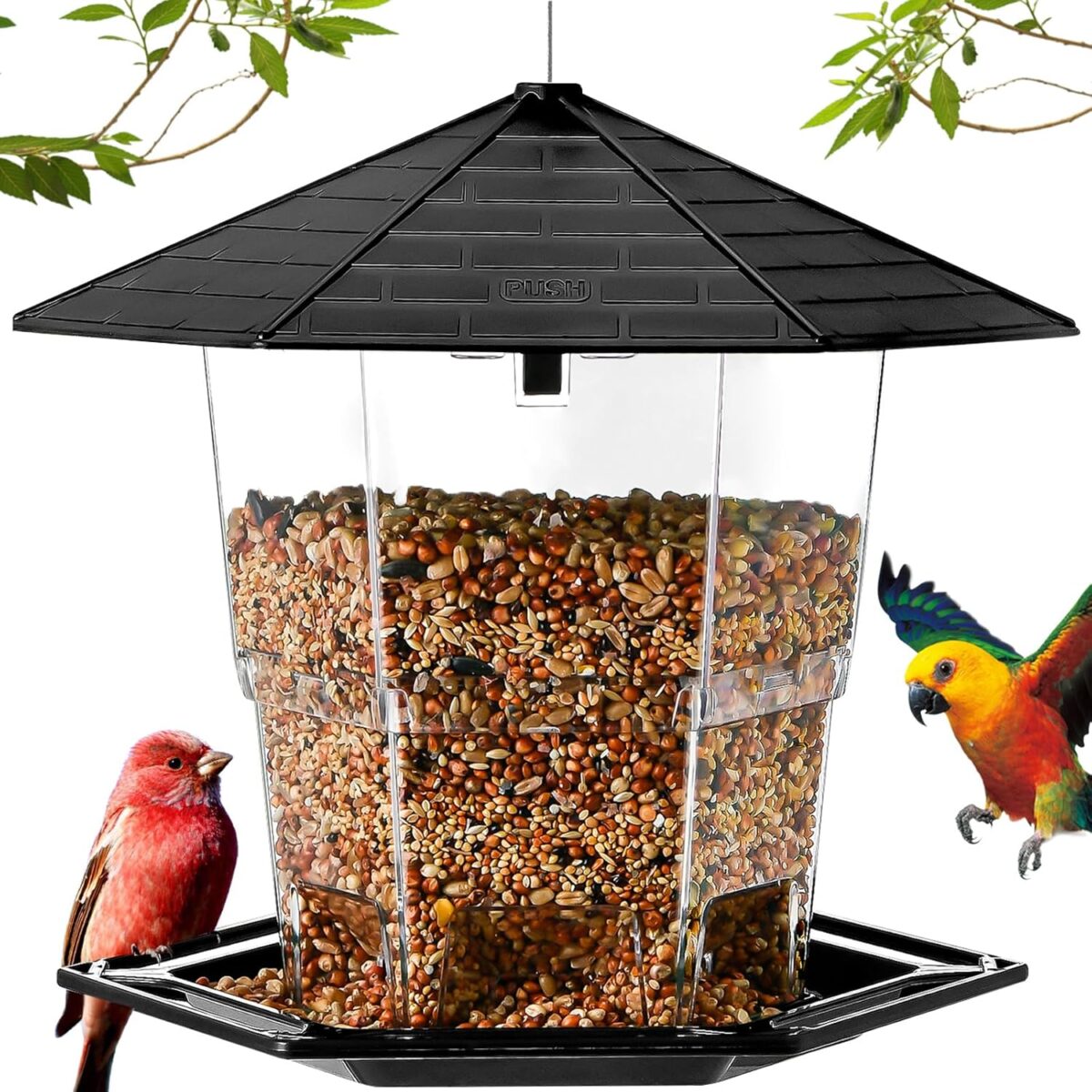 Bird Feeders for Outdoors Hanging Bird Feeder Wild Birds Seed, Black - Image 1