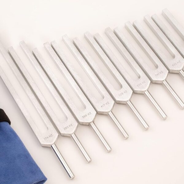 Solfeggio Tuning Forks Set for Healing – 9 Chakra Frequencies 174Hz to 963Hz | Precision-Machined Aluminum Alloy | Made in USA | Chakra Healing, Sound Therapy, Reiki, Yoga, Energy Balancing Tools.