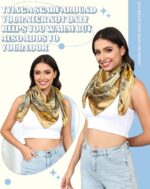 AWAYTR 35” Large Square Satin Head Scarf - 3Pcs Satin Hair Scarves Silk Bandana Scarf Headscarf Silk Feeling Scarf for Women - Image 3