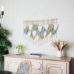 SnugLife Large Macrame Wall Hanging Leaves - Chic Bohemian Handmade Woven Tapestry Wall Hanging Leaf Wall Art, Feather Boho Wall Decor for Living Room Nursery Bedroom, 39"W X 31"L (Sage Green, Green, Beige) - Image 5