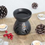ComSaf Essential Oil Burner Wax Melt Burners Set of 2, Aromatherapy Aroma Burner Ceramic Oil Diffuser Candle Tealight Holder Home Bedroom Decor Christmas Housewarming Gift, Black - Image 5