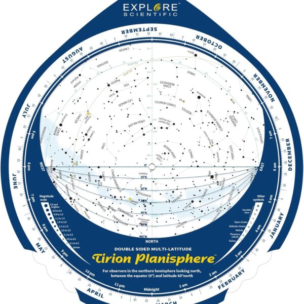 Double-Sided Multi-Latitude Planisphere Star Map Night Sky Guide for Astronomy