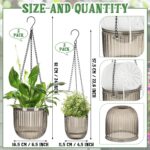 Maxcheck 4 Pcs Self Watering Hanging Planters Indoor 6.5'' 4.5'' Hanging Flower Pots Baskets Outdoor Self Watering Hanging Plant with 3hooks Drainage Holes for Home(Gray) - Image 2