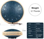 Steel Tongue Drum - 13 Inches 15 Notes Tongue Drum - Hand Pan Drum with Music Book, Handpan Drum Mallets and Carry Bag, D Major (Navy Blue) - Image 5