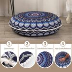 32 inches Meditation Floor Cushion for Adults, Round Large Thick Floor Pillow, Memory Foam Filling, Navy Blue - Image 2