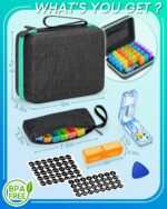 Monthly Pill Organizer 2 Times a Day, with Weekly Pill Bag, Portable Hard Shell, Pill Cutter, Plastic Opening Pick, Monthly & Weekly Stickers, Convenient Medication Management and Tracking - Image 7