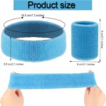 18 Pcs Sweatbands Headband Wristband Set Colorful Striped Terry Cloth Sports Athletic Gym 80s Sweat Headbands - Image 2