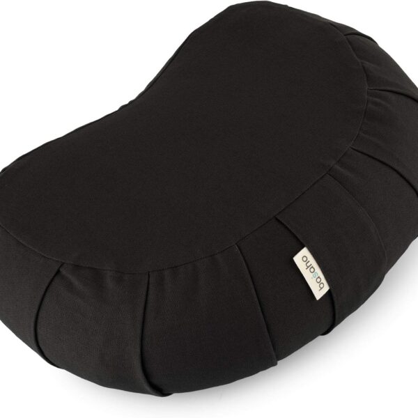 CRESCENT Zafu Meditation Cushion | Organic Cotton | Buckwheat Hulls | Removable Washable Cover