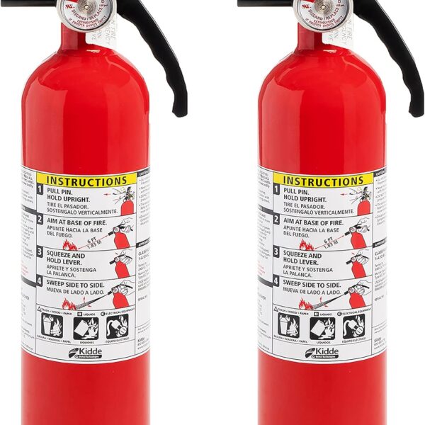 Kidde Fire Extinguisher for Home, 1-A:10-B:C, Dry Chemical Extinguisher, Red, Mounting Bracket Included, 2 Pack