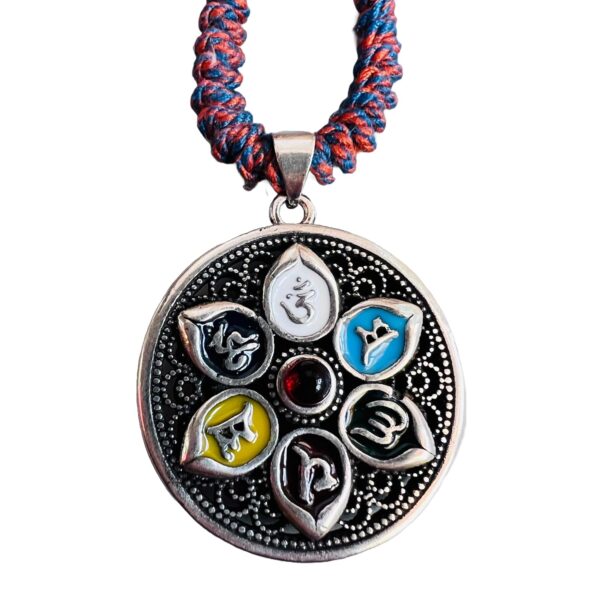 Om Mani Padme Hum/Six Character Mantra FengShui Lucky Pendant Buddhist Colored Enamel Buddha Necklace Healing Gift for Birthday