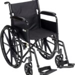 Drive Medical SSP118FA-SF Silver Sport 1 Folding Transport Wheelchair with Full Arms and Removable Swing-Away Footrest, Black