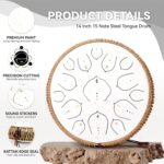 Steel Tongue Drum - 14 Inch Tongue Drum Instrument - 15 Notes Hand Pan Drums with Music Book, Handpan Drums Instrument Mallets and Carry Bag, D Major White - Image 3