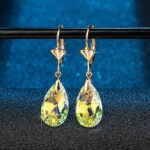 Austrian Crystal Teardrop Leverback Dangle Earrings for Women Fashion 14K Gold Plated Hypoallergenic Jewelry - Image 3