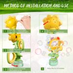 Sunflower Bubble Machine for Kids Automatic Flower Bubble Toy with Colorful Lighting for Toddlers 3 and up Bubble Maker Blower for Kids 4-8 Handheld 20000+ Bubble Machine Outdoor Toy Yellow - Image 2