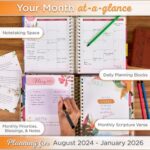Christian Art Gifts Inspirational 18 Month Wirebound 2025 Planner for Women: Through Christ - Encouraging Bible Verse Personal Week Organizer w/Elastic Closure Aug 2024-Jan 2026, Pink & Green Floral - Image 4