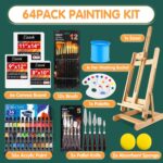 ESRICH Acrylic Paint Set,64PCS Painting Supplies with Wooden Easel,Brushes,36Colors Acrylic Paint, Canvases,Palette,Paint Knives Etc,Painting Kit for Adults,Students,Hobbyists,Beginners - Image 2