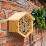 Mason Bee House Native Bee Hive Hexagon Bee House Natural Handmade Wooden Mason Bee Box Habitat Home Hotel with Bamboo Tubes -Attracts Peaceful Bee Pollinators to Enhance Your Garden's Productivity - Image 2
