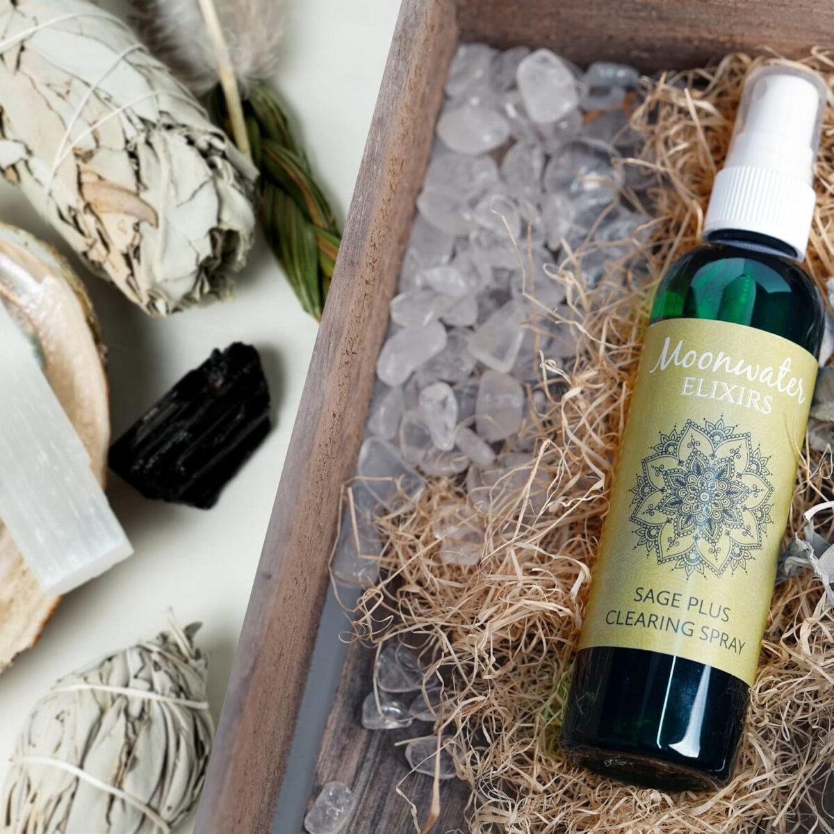 White Sage Smudge Spray for Spiritual Cleansing & Aura Protection, Sage Spray for Cleansing Negative Energy & Protection, Home & Meditation, Clear Quartz Reiki Energized Aromatherapy Room Spray - 4oz - Image 7