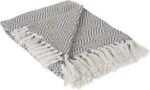 DII Modern Zig Zag Throw Blanket Woven Cotton, Hand-Knotted 2.5" Fringe, 50x60, Natural - Image 4