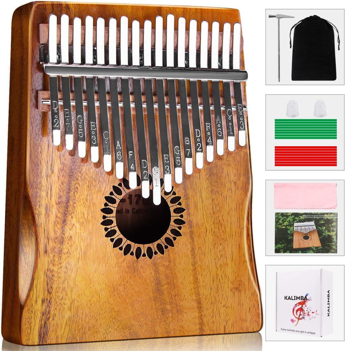 Kalimba Thumb Piano 17 Keys, Portable Mbira Finger Piano Gifts for Kids and Adults Beginners Wood - Image 1