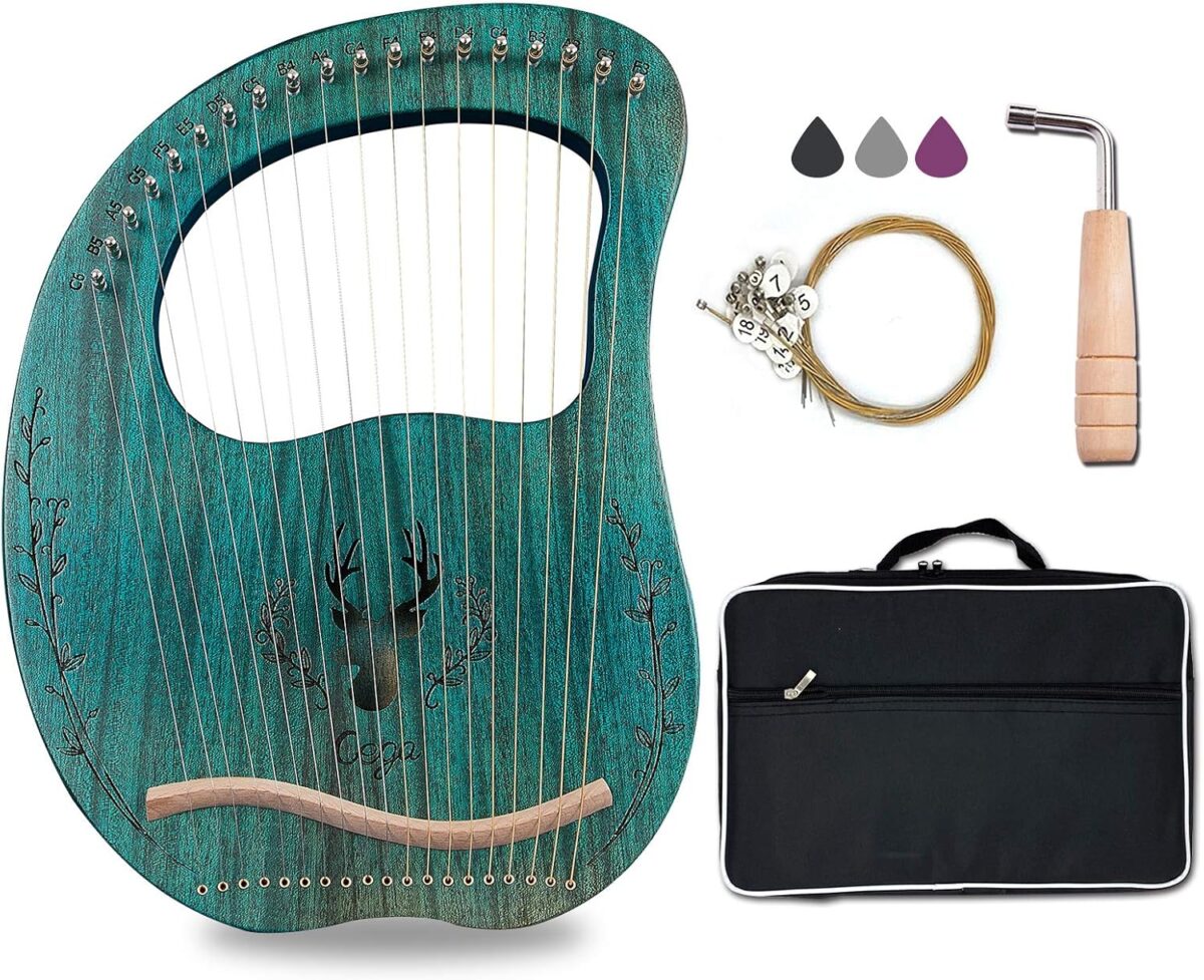 Lyre Harp, 19 Metal Strings Maple Saddle Mahogany Body Lyra Harp with Bag key included - Image 1