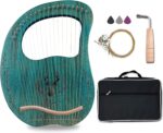 Lyre Harp, 19 Metal Strings Maple Saddle Mahogany Body Lyra Harp with Bag key included