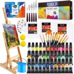 ESRICH Acrylic Paint Set,64PCS Painting Supplies with Wooden Easel,Brushes,36Colors Acrylic Paint, Canvases,Palette,Paint Knives Etc,Painting Kit for Adults,Students,Hobbyists,Beginners