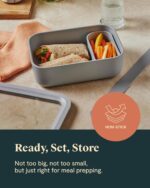 Caraway Glass Food Storage, 6.6 Cup Glass Container,Ceramic Coated Food Container,Easy to Store, Non Toxic, Non Stick Lunch Box Container with Glass Lids. Dishwasher, Oven,Square Shape,Cream - Image 5