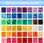 Quefe 3960pcs Pony Beads for Friendship Bracelet Making Kit 48 Colors Kandi Beads Set, 2400pcs Plastic Rainbow Bulk and 1560pcs Letter Beads with 20 Meter Elastic Threads for Craft Jewelry Necklace - Image 4