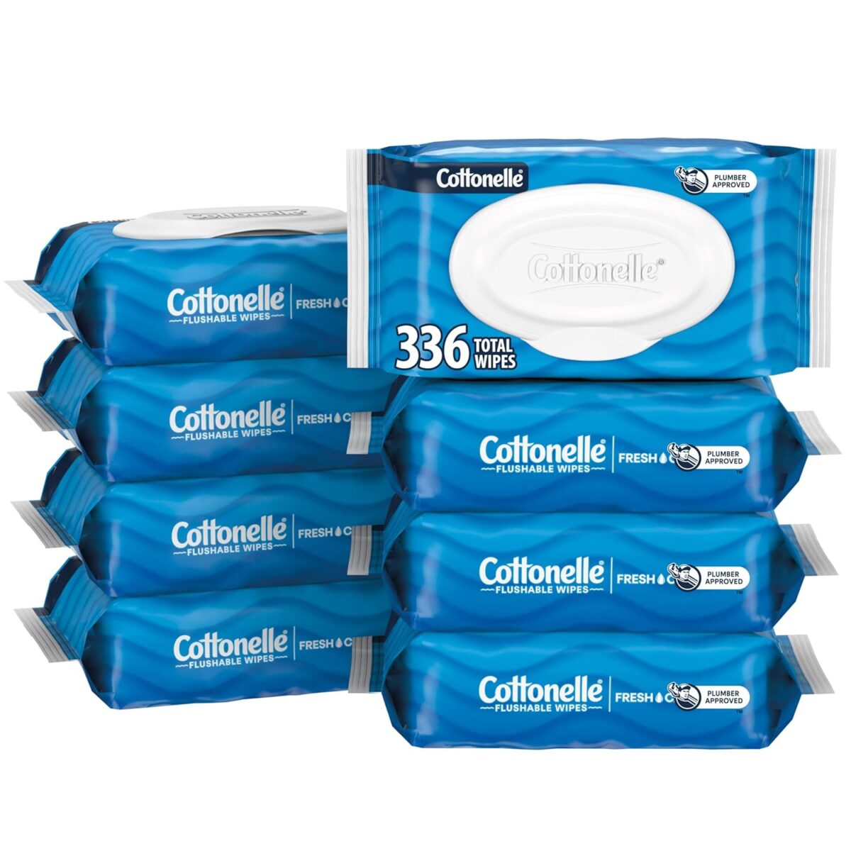 Cottonelle Fresh Feel Flushable Wet Wipes, Adult Wet Wipes, 8 Flip-Top Packs, 42 Wipes Per Pack (336 Total Wipes), Packaging May Vary - Image 1