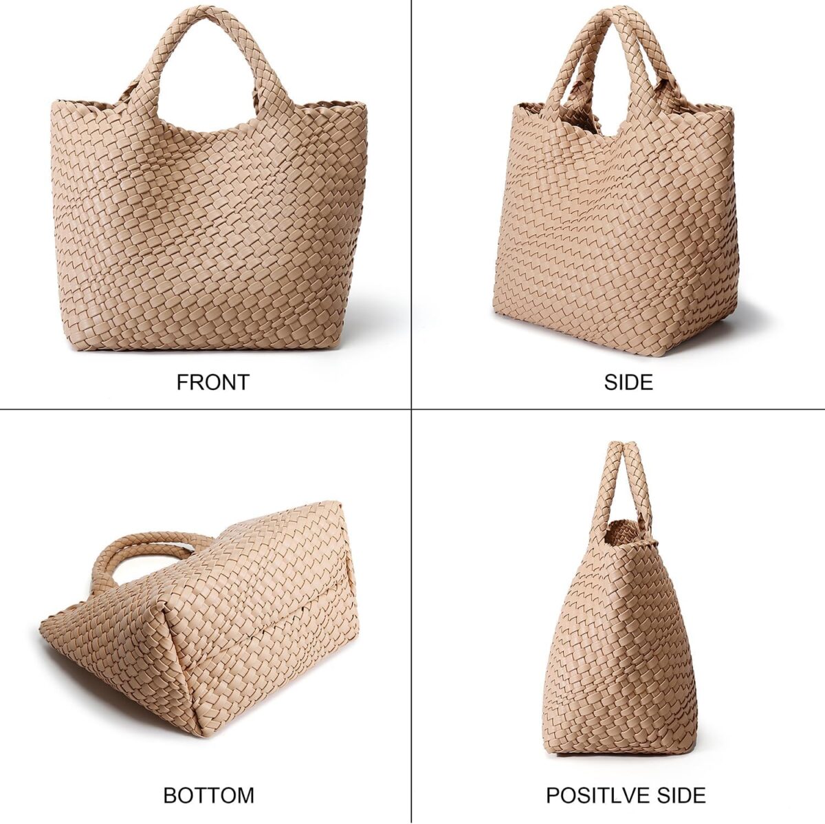 Woven Bag for Women, Vegan Leather Tote Bag Large Summer Beach Travel Handbag and Purse Retro Handmade Shoulder Bag - Image 6