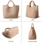 Woven Bag for Women, Vegan Leather Tote Bag Large Summer Beach Travel Handbag and Purse Retro Handmade Shoulder Bag - Image 6