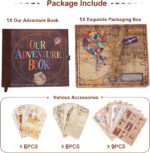 JIMBON Our Adventure Book Scrapbook Photo Album Retro Style Embossed Letter Cover Travel Diary Journal Scrap Book Kit For Couples,Memory Book For Anniversary Wedding - Image 6