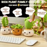 MAGIMUSE Crochet Kit for Beginners, Crochet Starter Kits for Adults Amigurumi Craft Knitting Crocheting Kits with Step-by-Step Video Tutorials, 6 Pack Hanging Potted Plants Family(40%+ Yarn - Image 5