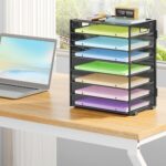 8 Tier Paper Organizer with Handle, Metal Mesh Desk File Organizer, Large Capacity Desk Organizer Paper Letter Tray Organizer for Office, Home or School File Folder Holder - Black - Image 6