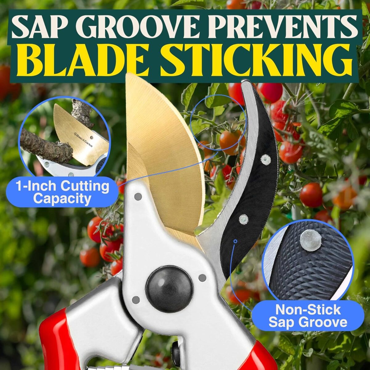 Haus & Garten ClassicPRO 8.5" Professional Premium Titanium Bypass Pruning Shears - Use As Pruners, Garden Shears, Heavy Duty Handheld Pruning Shears For Gardening, Clippers, Pruner Scissor Tool - Image 8