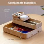 HOEK Stack Modular Desk Organizer - Sustainable Solid Wood with Sliding & Stackable Trays, Cork Bottom for Office Stationary & Workspace Essentials - Mid-Century Modern Setup to Study (Birch) - Image 5