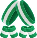 Bememo 6 Pieces Sweatbands Set, Includes 2 Pieces Sports Headbands and 4 Pieces Wristbands, Cotton, Multi, Running, for Men and Women