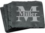 My Personal Memories Custom Engraved Slate Stone Drink Coasters Set of 4 - Monogrammed and Personalized (Square)